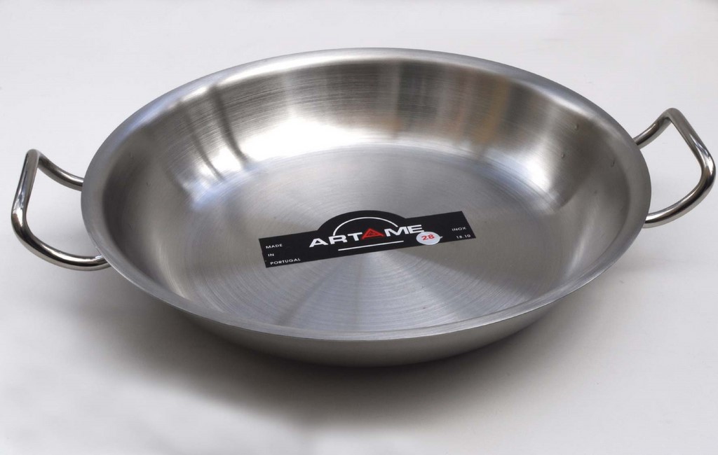 Wok induction 32 cm en acier queue fer et bois cirée origine